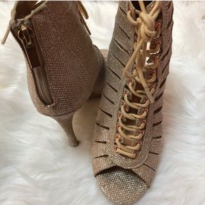 Rose Gold Lace-Up Booties